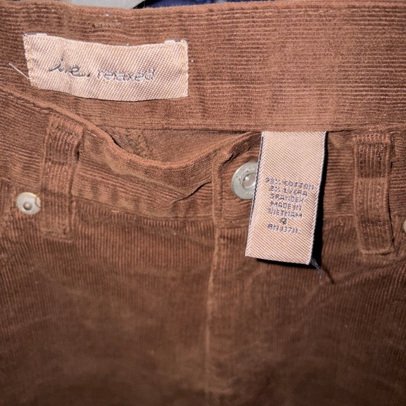 Corduroy Stylish Brown Straight Leg Trousers for Women by I.E. Relaxed - Picture 2 of 7